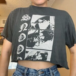 Grey Cropped Snoop Dogg Graphic Tee
